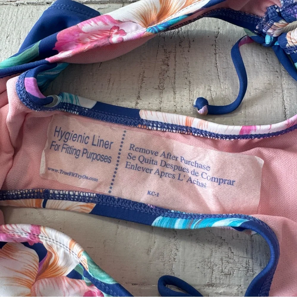 Hobie Floral Side Tie Bikini Bottom NWT size XS Blue Tropical Hipster‎ Swimsuit